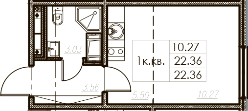 Студия 22 м<sup>2</sup> на 25 этаже Студия 22 м<sup>2</sup> на 25 этаже