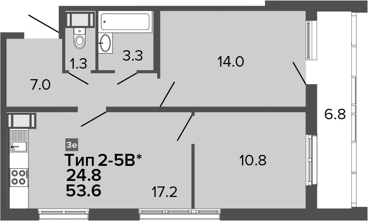 3-комнатная 60 м<sup>2</sup> на 17 этаже 3-комнатная 60 м<sup>2</sup> на 17 этаже