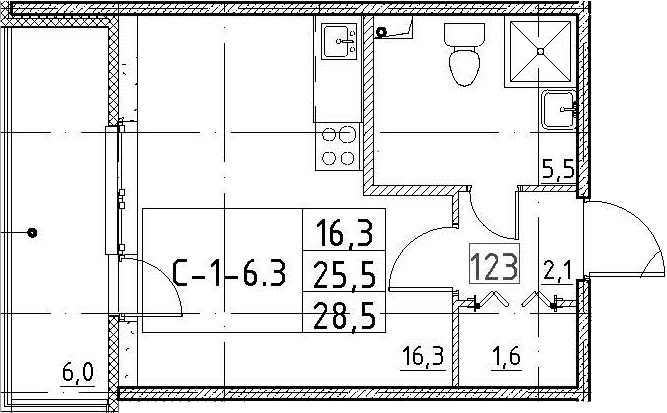Студия 31 м<sup>2</sup> на 2 этаже Студия 31 м<sup>2</sup> на 2 этаже
