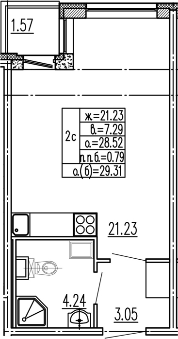 Студия 30 м<sup>2</sup> на 1 этаже Студия 30 м<sup>2</sup> на 1 этаже