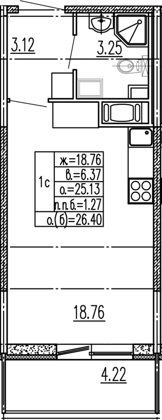 Студия 29 м<sup>2</sup> на 15 этаже Студия 29 м<sup>2</sup> на 15 этаже