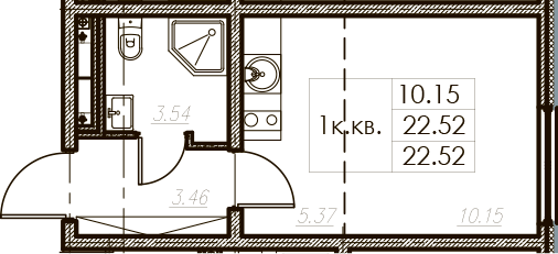 Студия 22 м<sup>2</sup> на 2 этаже Студия 22 м<sup>2</sup> на 2 этаже