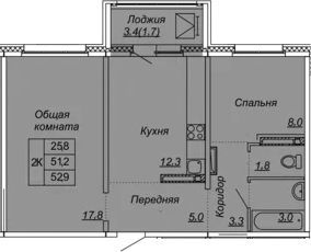 2-комнатная 54 м<sup>2</sup> на 10 этаже 2-комнатная 54 м<sup>2</sup> на 10 этаже