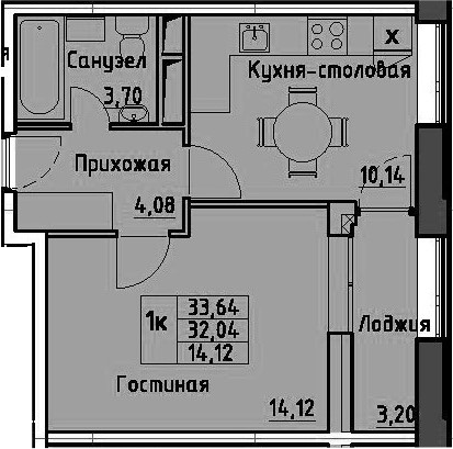 1-комнатная 35 м<sup>2</sup> на 13 этаже 1-комнатная 35 м<sup>2</sup> на 13 этаже