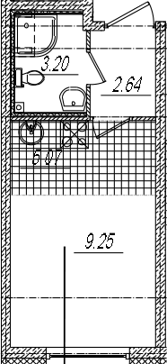 Студия 20 м<sup>2</sup> на 2 этаже Студия 20 м<sup>2</sup> на 2 этаже