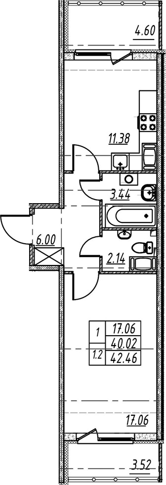 1-комнатная 48 м<sup>2</sup> на 5 этаже 1-комнатная 48 м<sup>2</sup> на 5 этаже