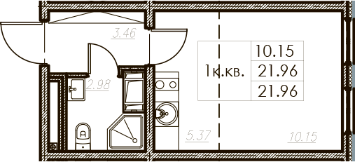 Студия 21 м<sup>2</sup> на 3 этаже Студия 21 м<sup>2</sup> на 3 этаже