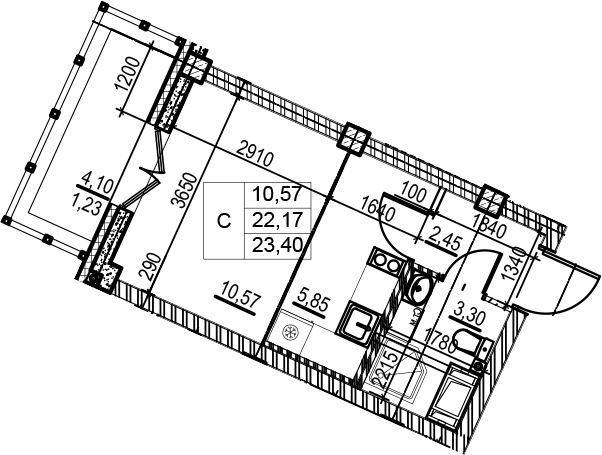 Студия 26 м<sup>2</sup> на 6 этаже Студия 26 м<sup>2</sup> на 6 этаже