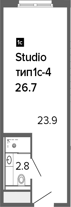 Студия 26 м<sup>2</sup> на 5 этаже Студия 26 м<sup>2</sup> на 5 этаже