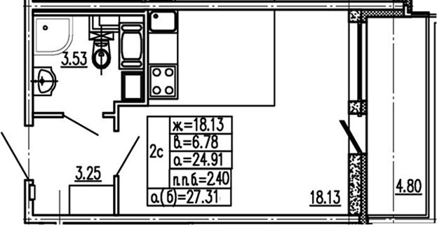 Студия 29 м<sup>2</sup> на 14 этаже Студия 29 м<sup>2</sup> на 14 этаже