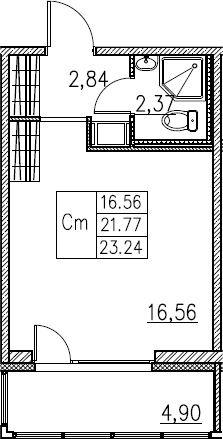 Студия 26 м<sup>2</sup> на 2 этаже Студия 26 м<sup>2</sup> на 2 этаже