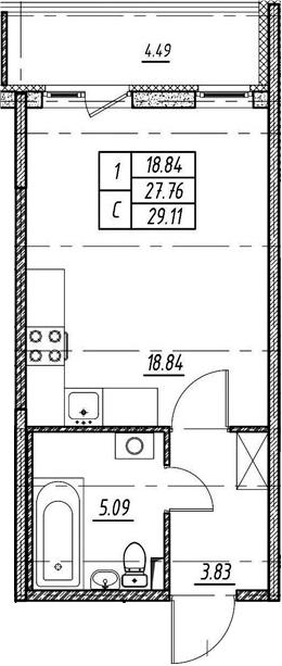 Студия 32 м<sup>2</sup> на 1 этаже Студия 32 м<sup>2</sup> на 1 этаже