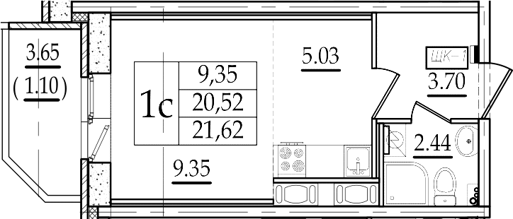 Студия 24 м<sup>2</sup> на 2 этаже Студия 24 м<sup>2</sup> на 2 этаже