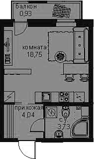 Студия 29 м<sup>2</sup> на 3 этаже Студия 29 м<sup>2</sup> на 3 этаже