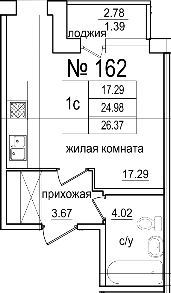 Студия 27 м<sup>2</sup> на 1 этаже Студия 27 м<sup>2</sup> на 1 этаже