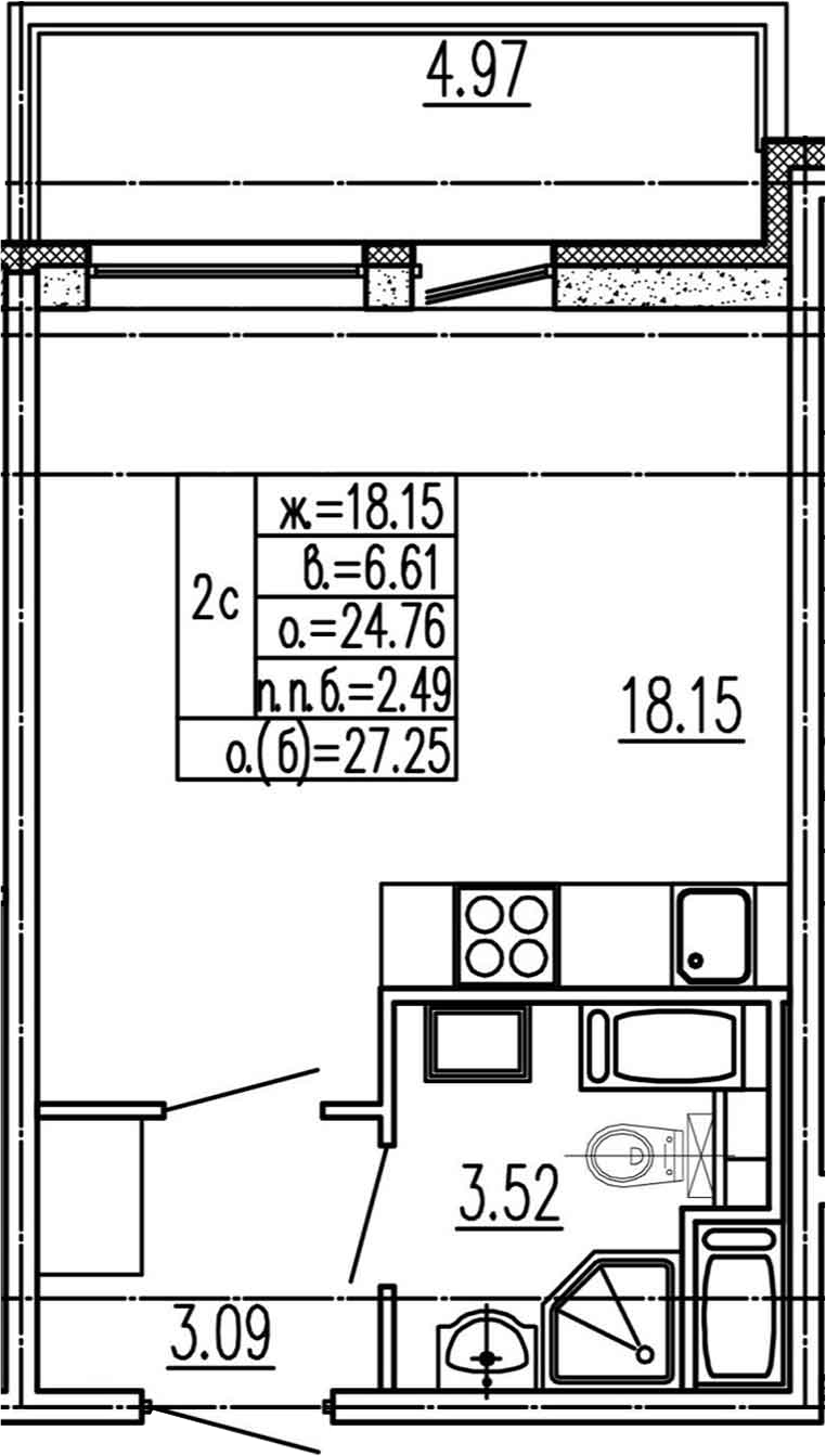 Студия 29 м<sup>2</sup> на 4 этаже Студия 29 м<sup>2</sup> на 4 этаже