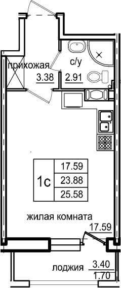 Студия 27 м<sup>2</sup> на 5 этаже Студия 27 м<sup>2</sup> на 5 этаже