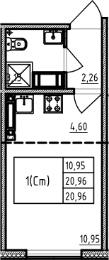 Студия 20 м<sup>2</sup> на 18 этаже Студия 20 м<sup>2</sup> на 18 этаже