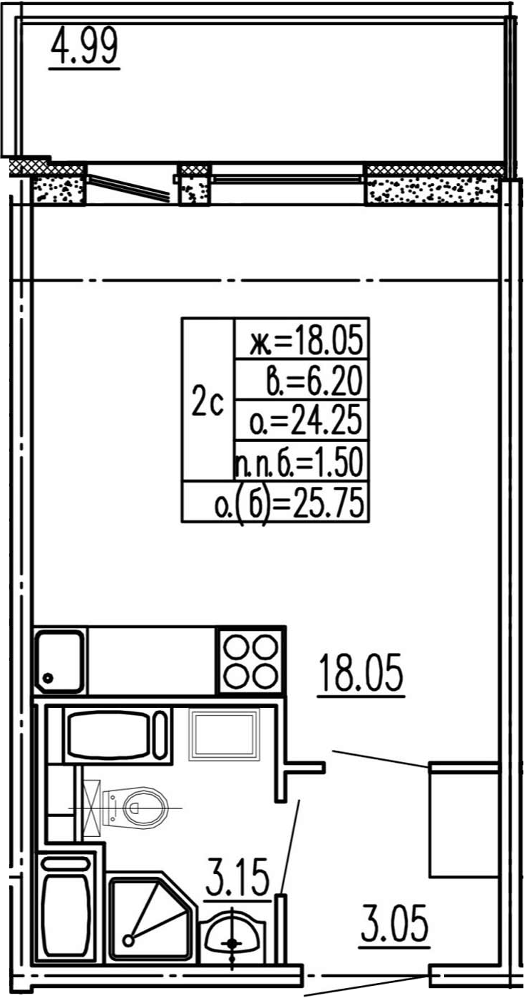 Студия 29 м<sup>2</sup> на 4 этаже Студия 29 м<sup>2</sup> на 4 этаже