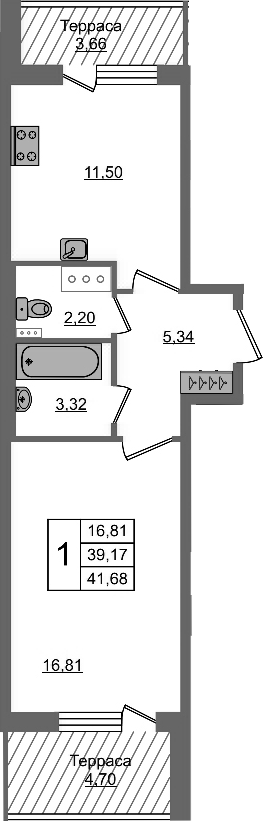 1-комнатная 47 м<sup>2</sup> на 5 этаже 1-комнатная 47 м<sup>2</sup> на 5 этаже