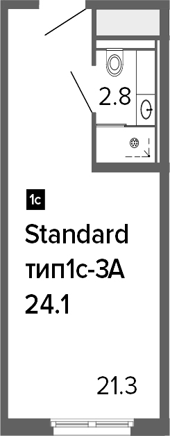 Студия 24 м<sup>2</sup> на 8 этаже Студия 24 м<sup>2</sup> на 8 этаже