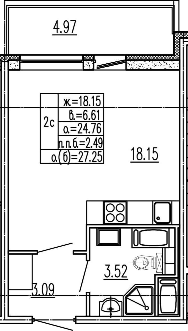 Студия 29 м<sup>2</sup> на 2 этаже Студия 29 м<sup>2</sup> на 2 этаже