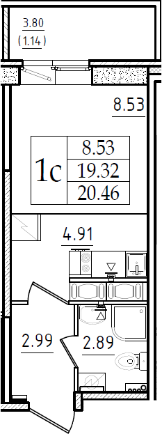 Студия 23 м<sup>2</sup> на 10 этаже Студия 23 м<sup>2</sup> на 10 этаже