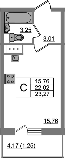 Студия 26 м<sup>2</sup> на 5 этаже Студия 26 м<sup>2</sup> на 5 этаже