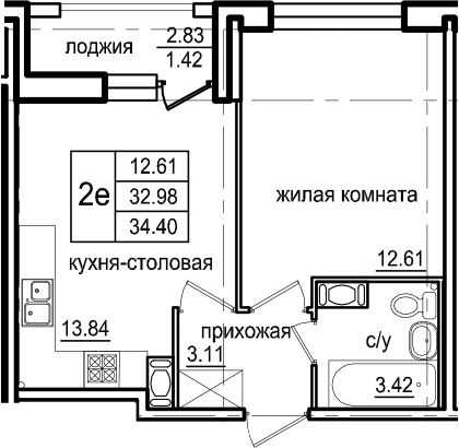 2-комнатная 35 м<sup>2</sup> на 2 этаже 2-комнатная 35 м<sup>2</sup> на 2 этаже