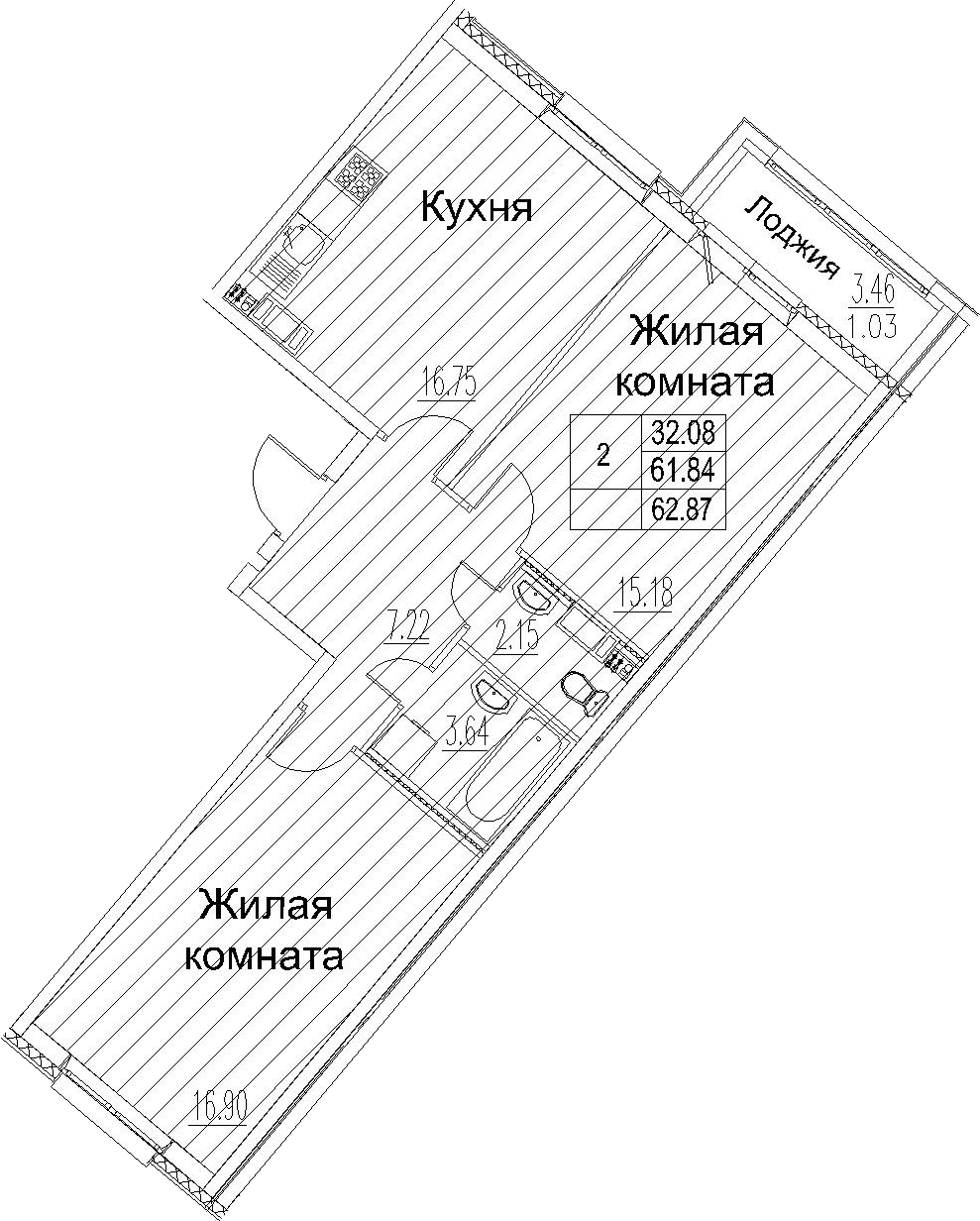 3-комнатная 65 м<sup>2</sup> на 5 этаже 3-комнатная 65 м<sup>2</sup> на 5 этаже