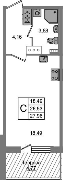 Студия 31 м<sup>2</sup> на 5 этаже Студия 31 м<sup>2</sup> на 5 этаже