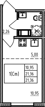 Студия 21 м<sup>2</sup> на 3 этаже Студия 21 м<sup>2</sup> на 3 этаже