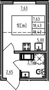 Студия 18 м<sup>2</sup> на 3 этаже Студия 18 м<sup>2</sup> на 3 этаже