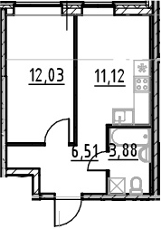 1-комнатная 33 м<sup>2</sup> на 2 этаже 1-комнатная 33 м<sup>2</sup> на 2 этаже