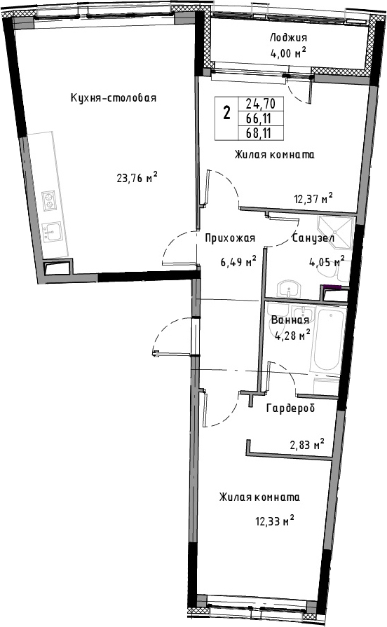 3-комнатная 70 м<sup>2</sup> на 2 этаже 3-комнатная 70 м<sup>2</sup> на 2 этаже