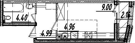 Студия 25 м<sup>2</sup> на 2 этаже Студия 25 м<sup>2</sup> на 2 этаже