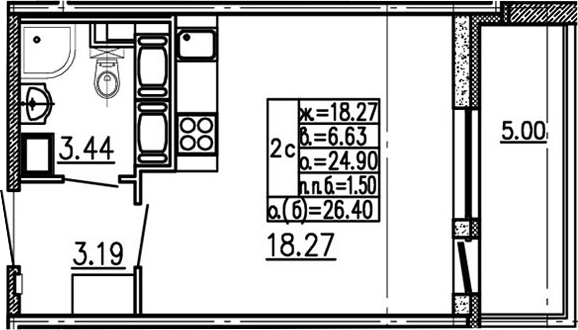 Студия 29 м<sup>2</sup> на 24 этаже Студия 29 м<sup>2</sup> на 24 этаже