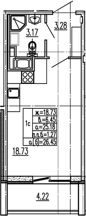 Студия 29 м<sup>2</sup> на 2 этаже Студия 29 м<sup>2</sup> на 2 этаже