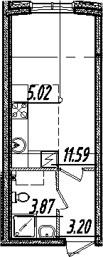 Студия 23 м<sup>2</sup> на 2 этаже Студия 23 м<sup>2</sup> на 2 этаже