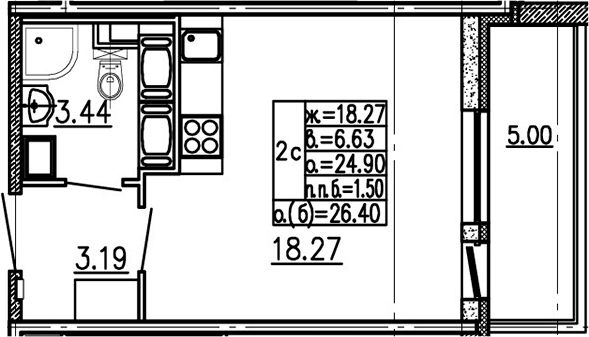 Студия 29 м<sup>2</sup> на 24 этаже Студия 29 м<sup>2</sup> на 24 этаже