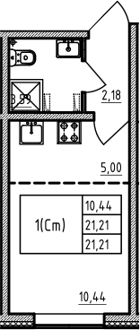 Студия 21 м<sup>2</sup> на 1 этаже Студия 21 м<sup>2</sup> на 1 этаже