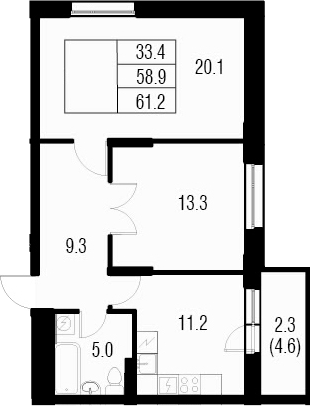 2-комнатная 63 м<sup>2</sup> на 2 этаже 2-комнатная 63 м<sup>2</sup> на 2 этаже