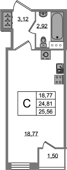 Студия 26 м<sup>2</sup> на 4 этаже Студия 26 м<sup>2</sup> на 4 этаже