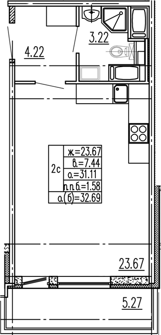 Студия 36 м<sup>2</sup> на 15 этаже Студия 36 м<sup>2</sup> на 15 этаже