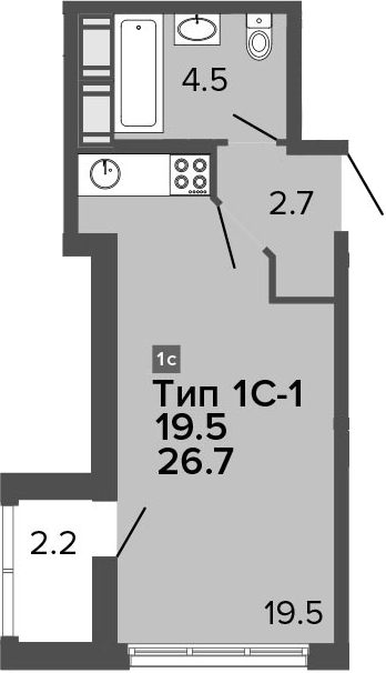 Студия 28 м<sup>2</sup> на 17 этаже Студия 28 м<sup>2</sup> на 17 этаже