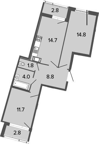 2-комнатная 61 м<sup>2</sup> на 10 этаже 2-комнатная 61 м<sup>2</sup> на 10 этаже