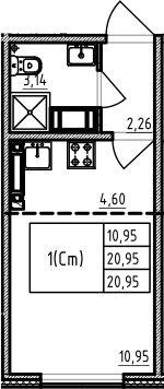 Студия 20 м<sup>2</sup> на 18 этаже Студия 20 м<sup>2</sup> на 18 этаже