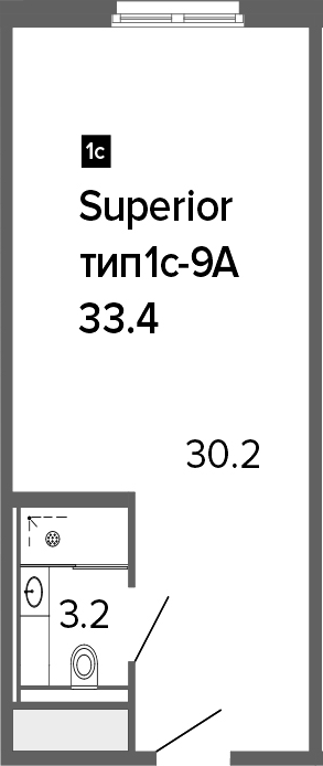 Студия 33 м<sup>2</sup> на 8 этаже Студия 33 м<sup>2</sup> на 8 этаже