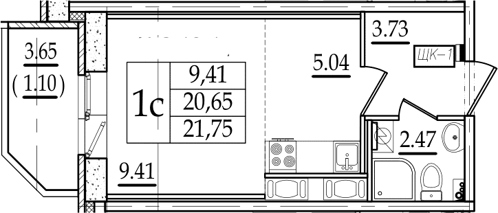 Студия 24 м<sup>2</sup> на 11 этаже Студия 24 м<sup>2</sup> на 11 этаже