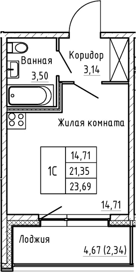 Студия 26 м<sup>2</sup> на 1 этаже Студия 26 м<sup>2</sup> на 1 этаже